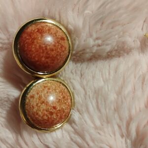 Elegant Gold and Orange Stud Earrings